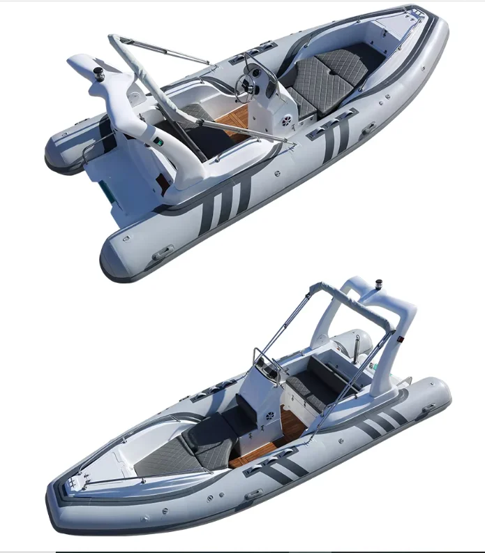 Inflatable Fishing Boat with Outboard Engine Fiberglass PVC Material for Water Sports and Lake Rowing RIB Boat Design