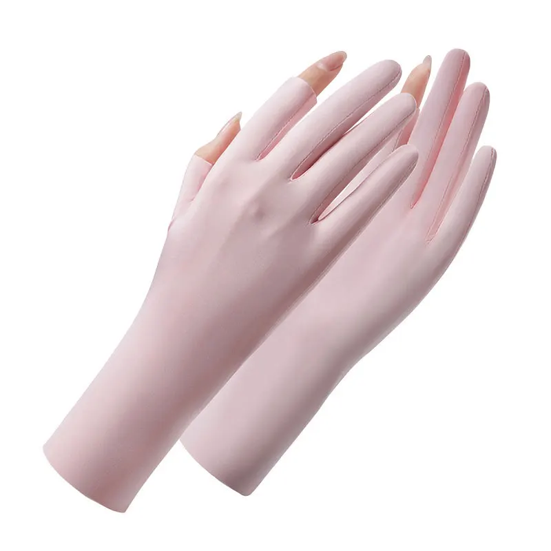 Summer Ice Silk Half Fingers Gloves Women Breathable Fingerless Gloves Outdoor Driving Glove Sunscreen Mittens