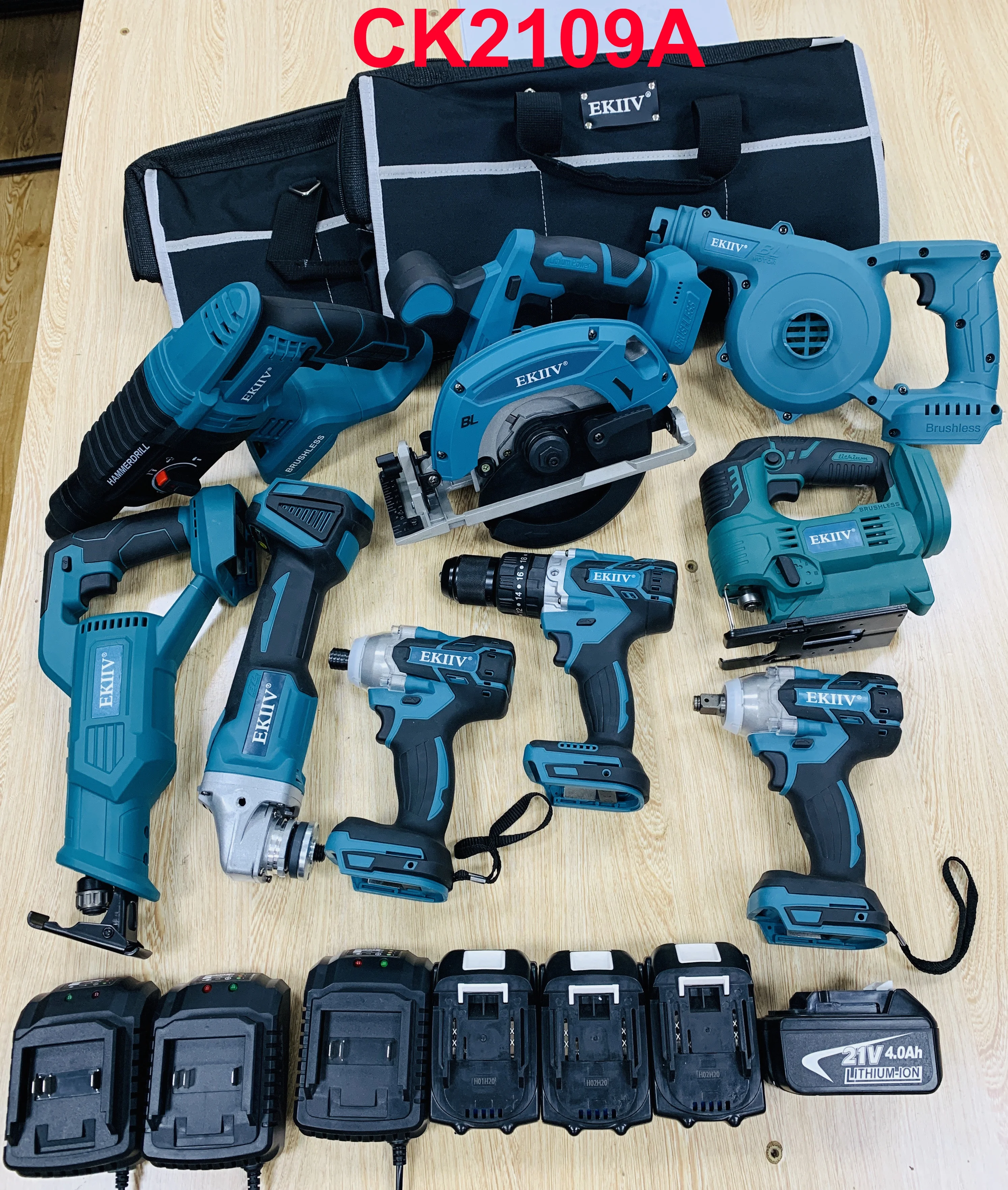 Tool sets electric 21v Portable Cordless Lithium Electric Tool 4-piece N in 1 electrical tool kit set