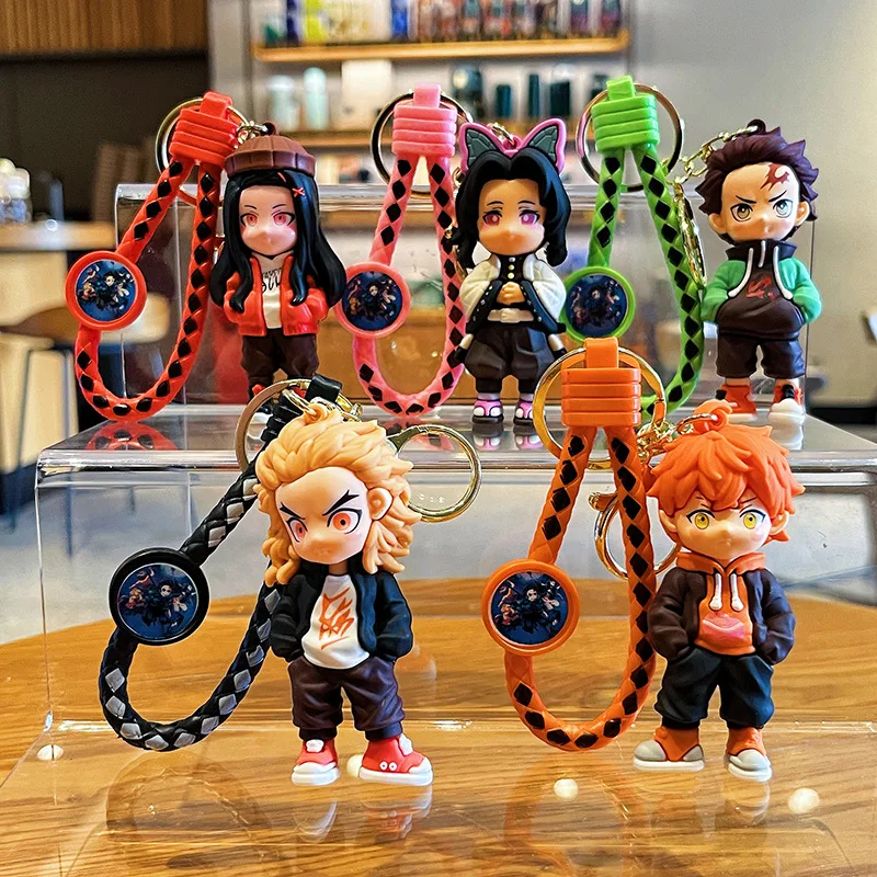 Cheap Wholesale Cute Kawaii 3D Silicon Keychain Demon Killer Anime Rubber Characters Soft PVC Keychain