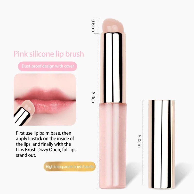 Mini Silicone Lip Brushes With Cover Angled Round Head Lipstick Smudge Brush Portable Lip Gloss Balm Applicator Cosmetic Tools