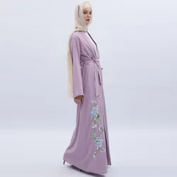 LSY221 Stylish beautiful applique hijab dress lIslamic Clothing Fashion Front Open Kimono Arabic Style Dubai Muslim Abaya