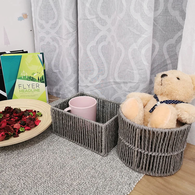 Multifunctional Storage Basket Mini Size Paper Rope Storage Basket Luxurious Storage Basket