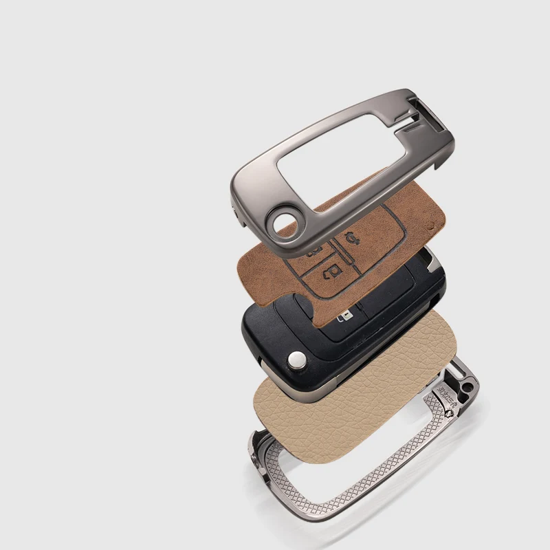 Car Key Accessories New Luxury Leather Car Key Holder Custom Car Key Case Cover For Chevrolet  Malibu Equinox Cruze Spark