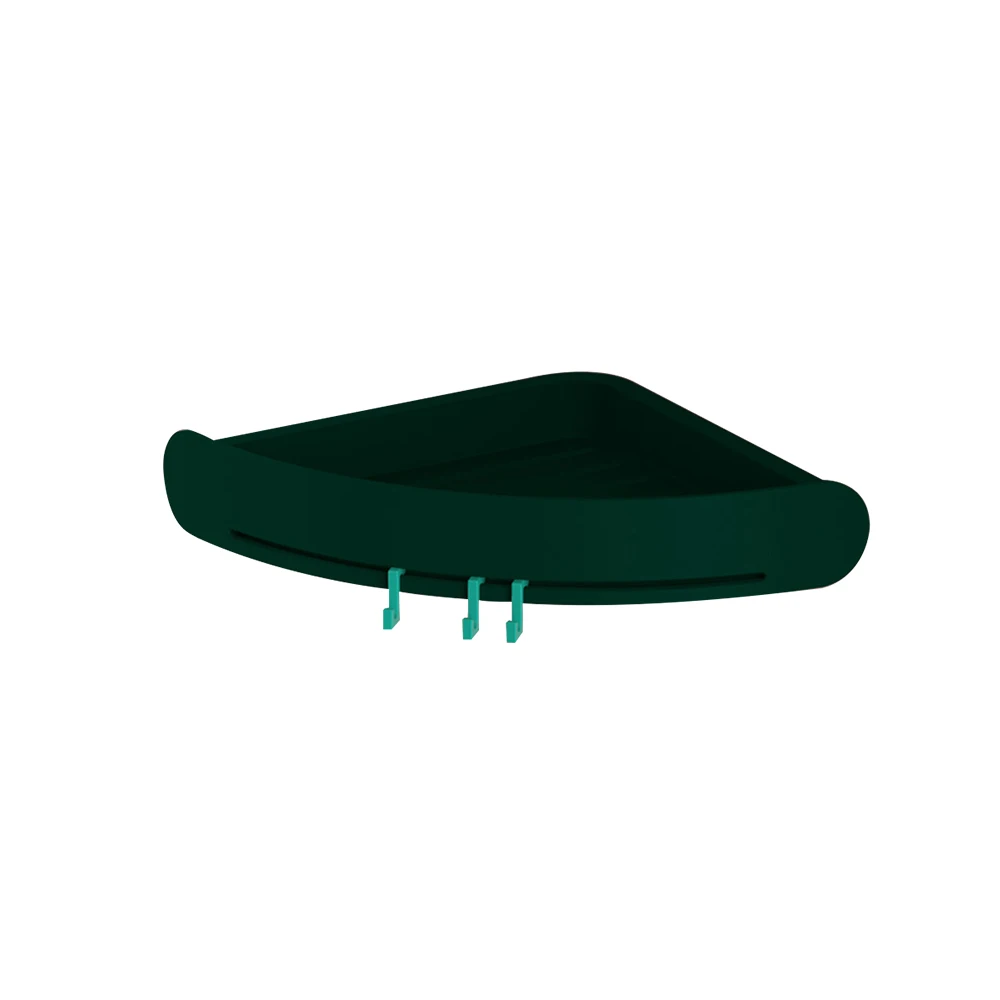 Bathroom Shower Caddy Corner Shelf with 3 Hooks Bathroom Toilet Kitchen Storage Organizer Adhesive No Drilling plastic Shelves