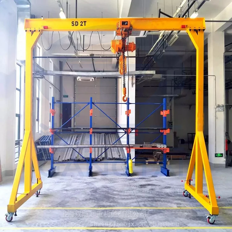 0.5 Foldable for easy portable mini gantry crane 0.5 ton warehouse crane Aluminum hand-pushed gantry