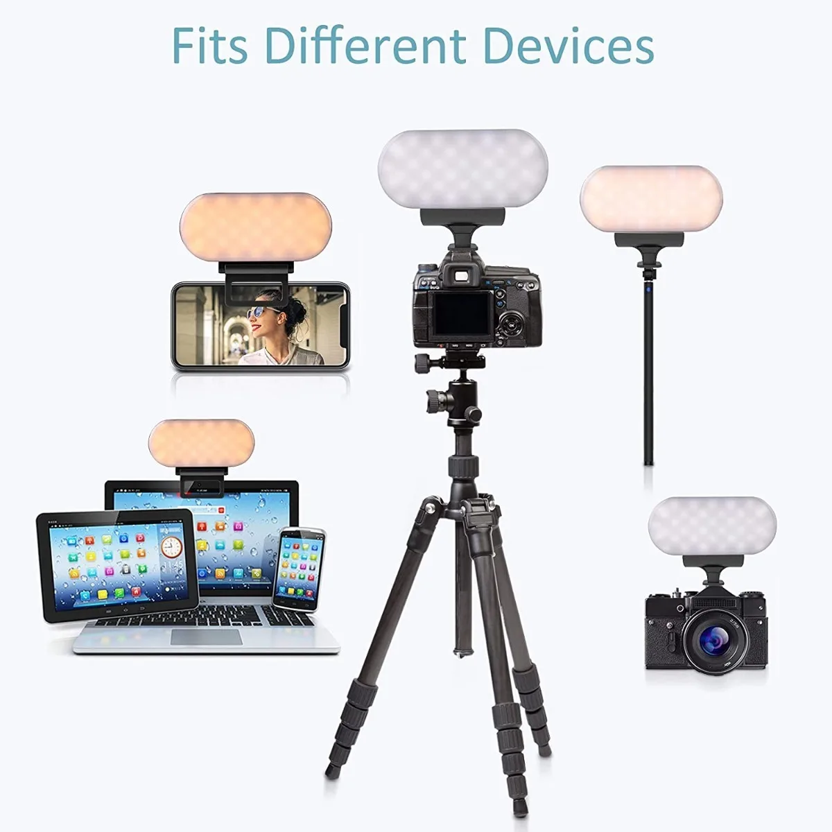 Светодиодное освещение для видеоконференций 3000 К 6000 К 5 Вт с батарейным питанием, с регулируемой яркостью, подсветкой для камеры с зумом для удаленной работы и видео