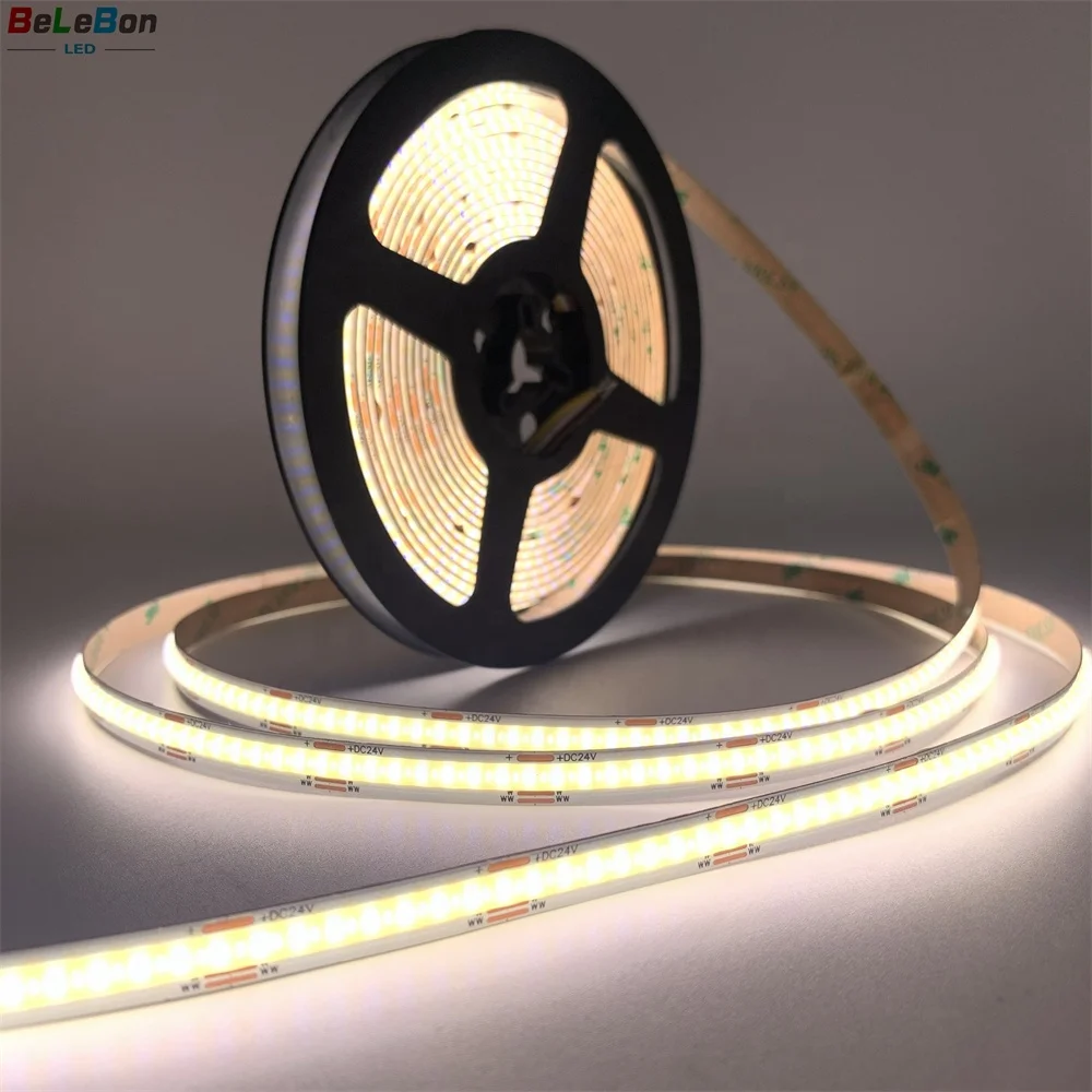 DC 12V 24V 5mm 8mm 10mm width cob CCT 2700K to 6500K dual tunable white color flexible cob led strip light