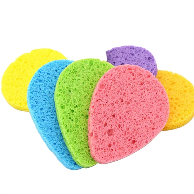 Hot Sale Water-drop Shape Natural Cellulose Sponge Natural Wooden Pulp Material Kitchen Cleaning