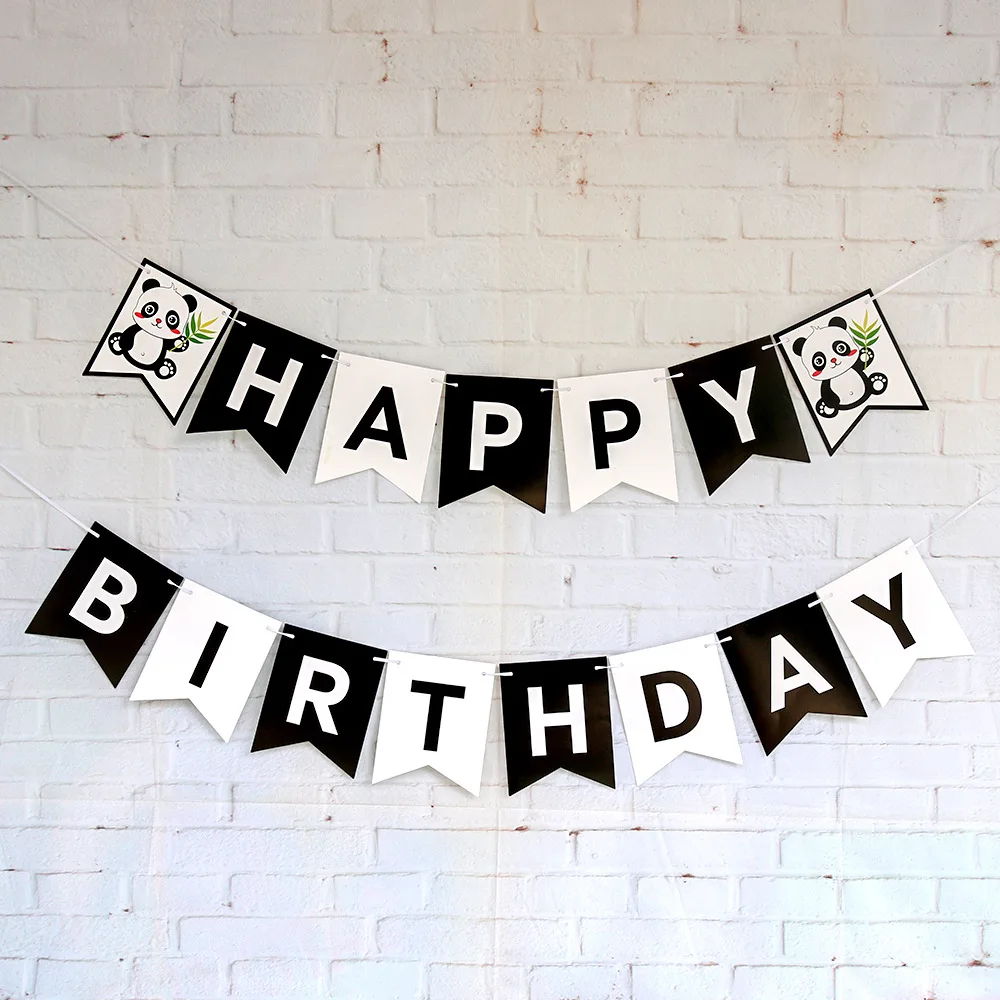 
Chinese panda Banner Happy Birthday Banner Party Decor Bunting Photo Booth Props Signs Wedding & Party Decoration 