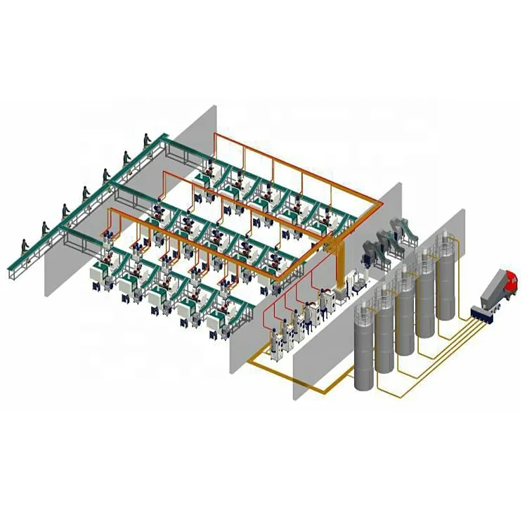 Industrial overhead vacuum conveying systems for plastic powder production line automatic centralized vacuum conveyor system