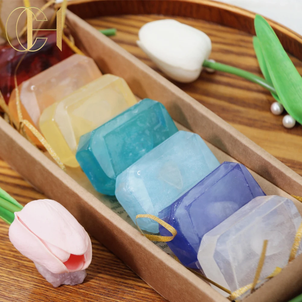 Kabbalah Private Label Colorful Gem Stone Shaped Handmade Natural Crystal Soap Basic Cleaning Bath Soap Stone shape Soaps