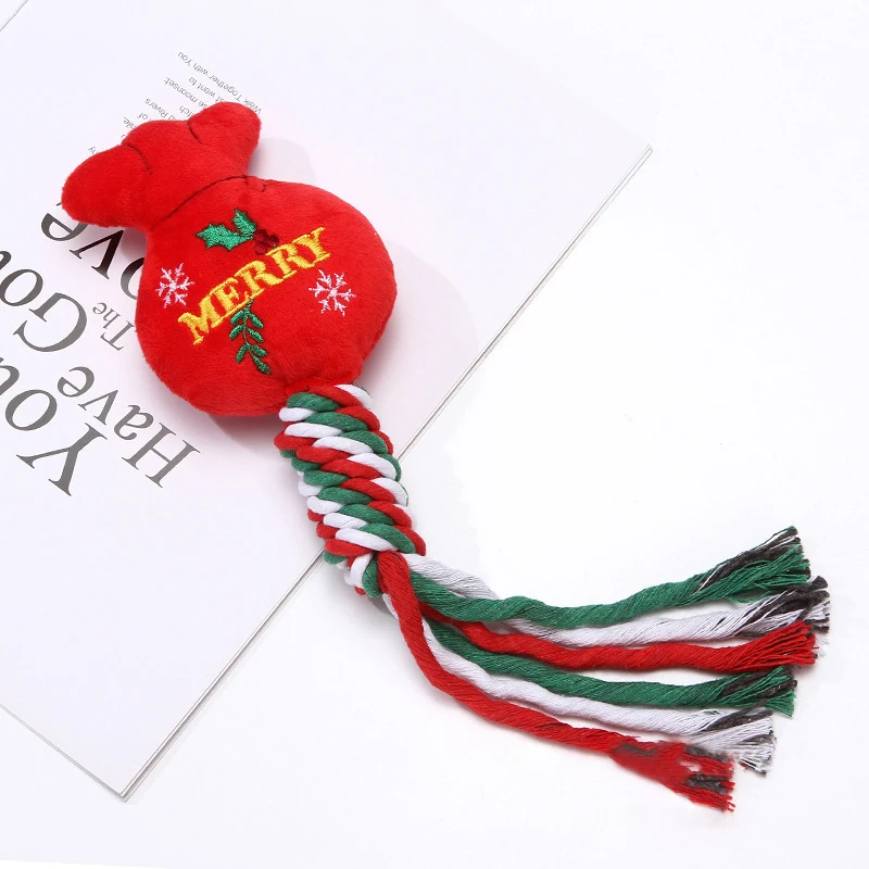 Christmas gift Plush pet chew toy Teeth Clean Molar bite Training interactive indestructable dog toys Cute cat playing toys