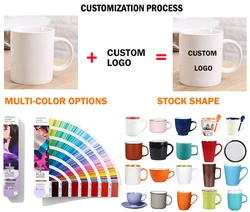 320ml Custom Decorative Green Blue Ceramic Embossed Mugs