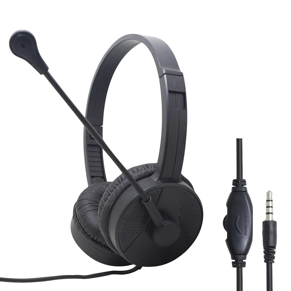 Factory 2022 New headphones with wired control and mic on-ear call center headset wired headphones with microphone