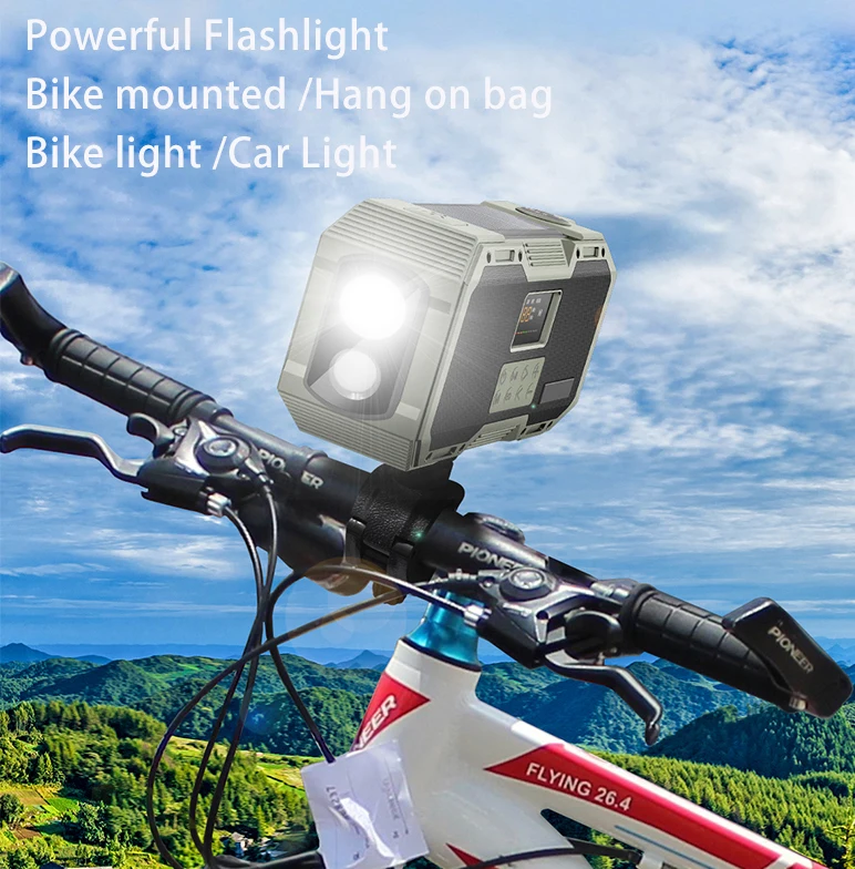 D588 Qi Radio Speakers Ets Horn Outdoor Wireless Lantern Speaker With Power Bank Flash Light