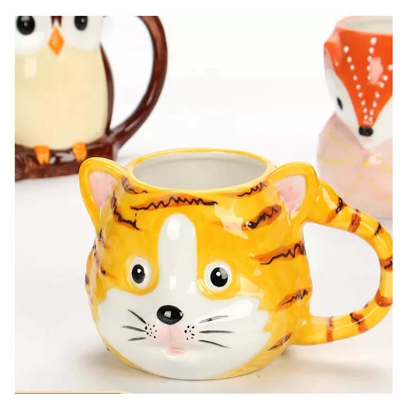 Custom Handmade Drinkware 3d Cute Animal Ceramic Coffee Mug Nordic Style Stoneware Milk Cup Novelty Water Mugs