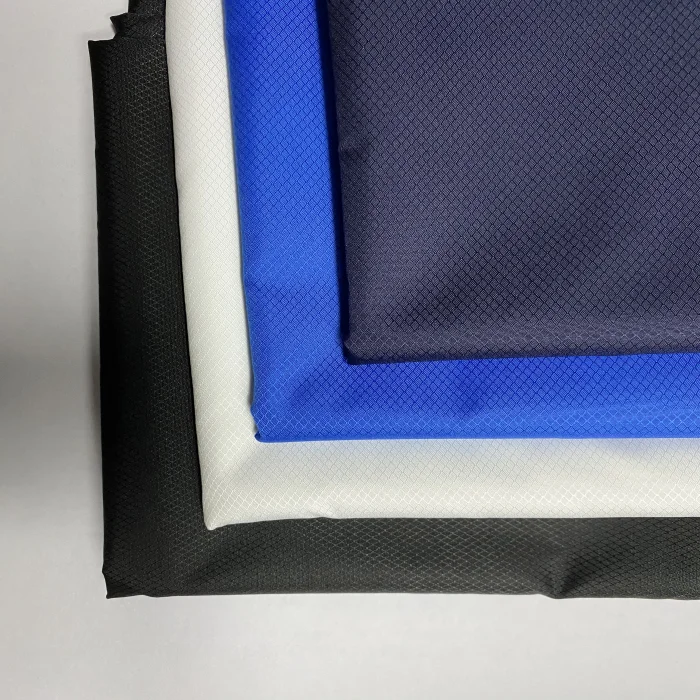 240T Pongee W/R Poly diamond ripstop with milky PU coated polyester windbreaker jacket fabric