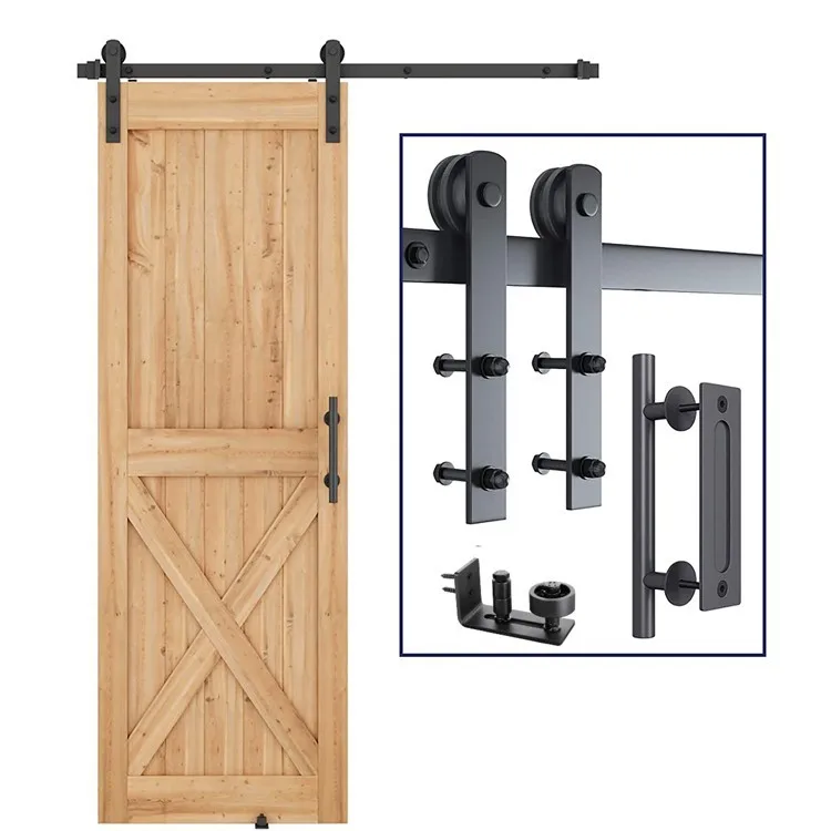 Super Quiet Barn Door Sliding Rail Accessories Black Suitable For All Kinds Of Barn Doors for 1.5m door