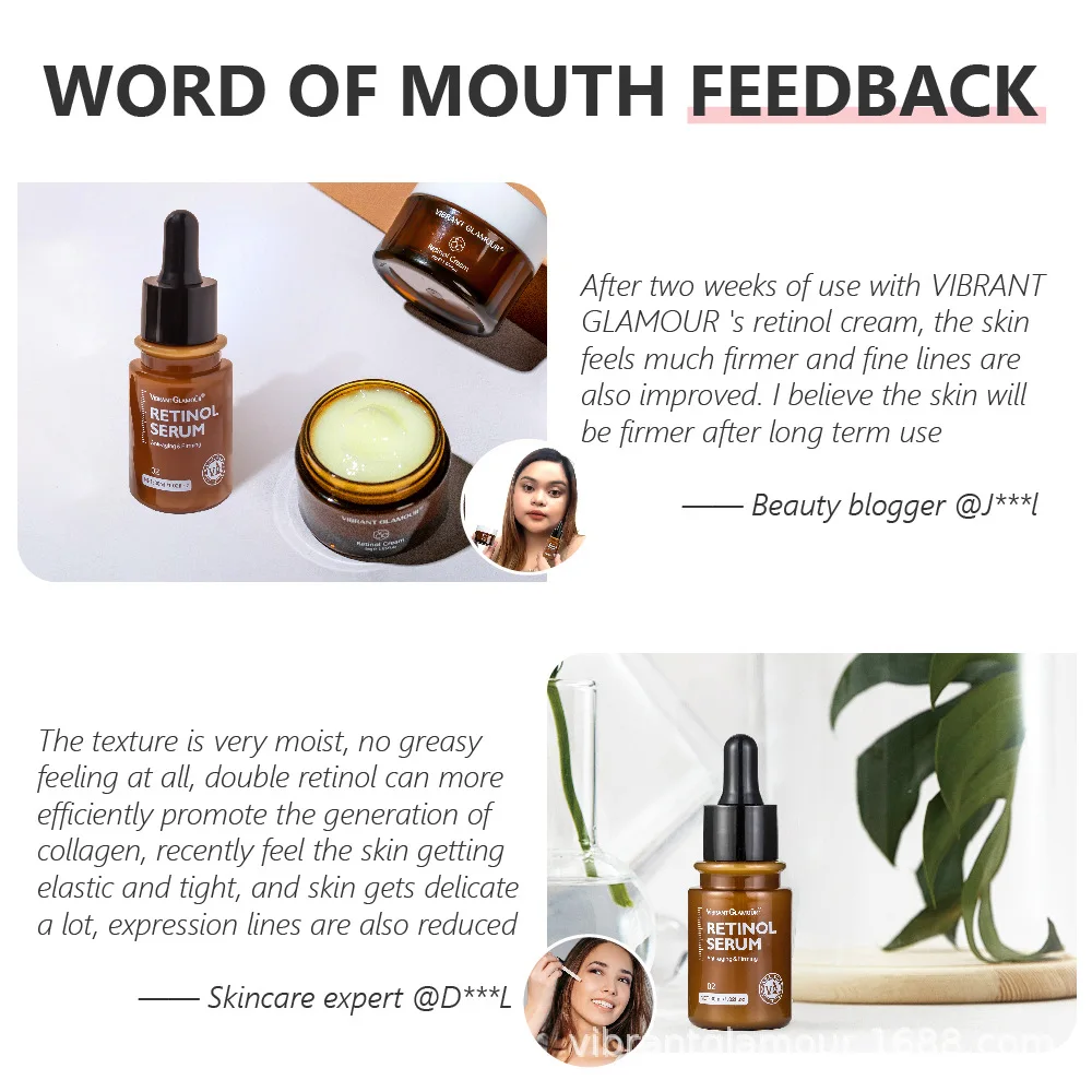 VIBRANT GLAMOUR To lighten dry fine lines anti-aging Firming skin Retinol Face serum 30ml