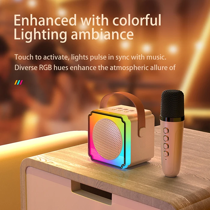 Sing Voice Changer Mic Led Light Party Karaoke Bluetooth 5.3 Speaker Mini Mic Loud Wireless Microphone For Kids Toy