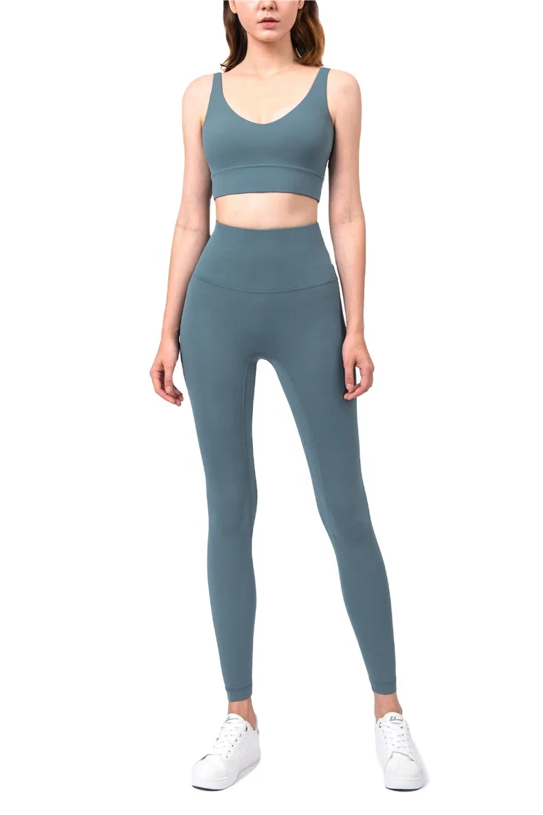 2020 New Women Naked Feeling Lulu lemon Yoga Clothes Sport Fitness Gym Bra + No Awkward Line Legging Sets Women