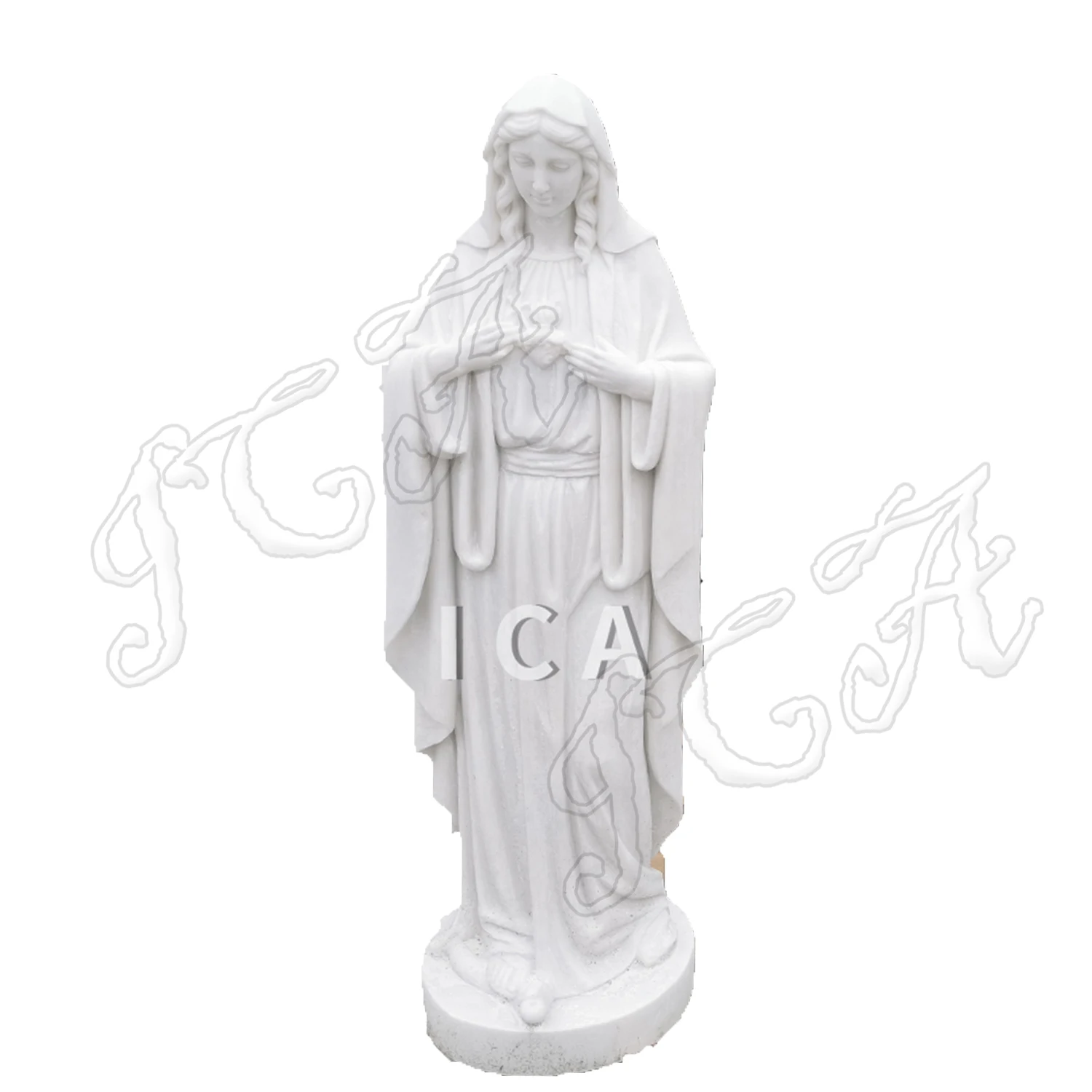 White Marble Hand Carved Blessed Mother Virgin Mary Statues For Religion Church