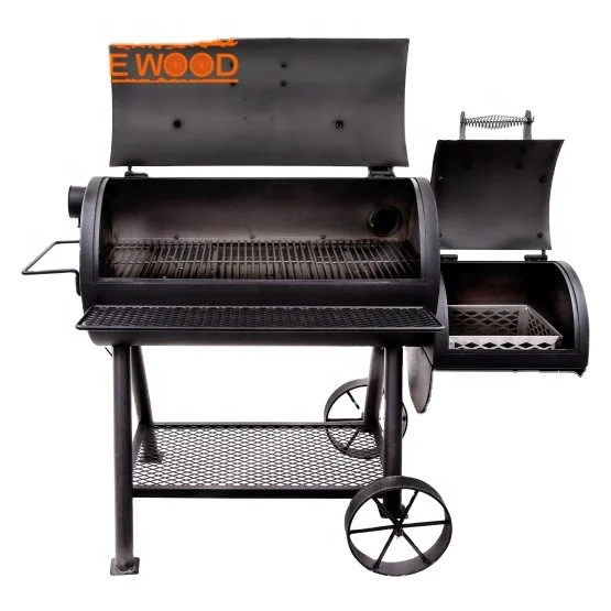 European Style Hot Sale Trolley Barrel Shaped Movable Portable Charcoal BBQ Grill Smoker Steel Easily Cleaned Easily Assembled