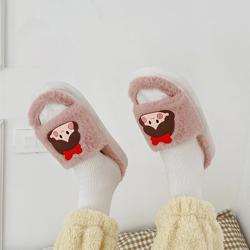 Fluffy Slippers for Women Casual Shoes 2021 Winter New Outdoor Fashion Ladies Flat Shoes Platform Sandals Women Fur Slipper
