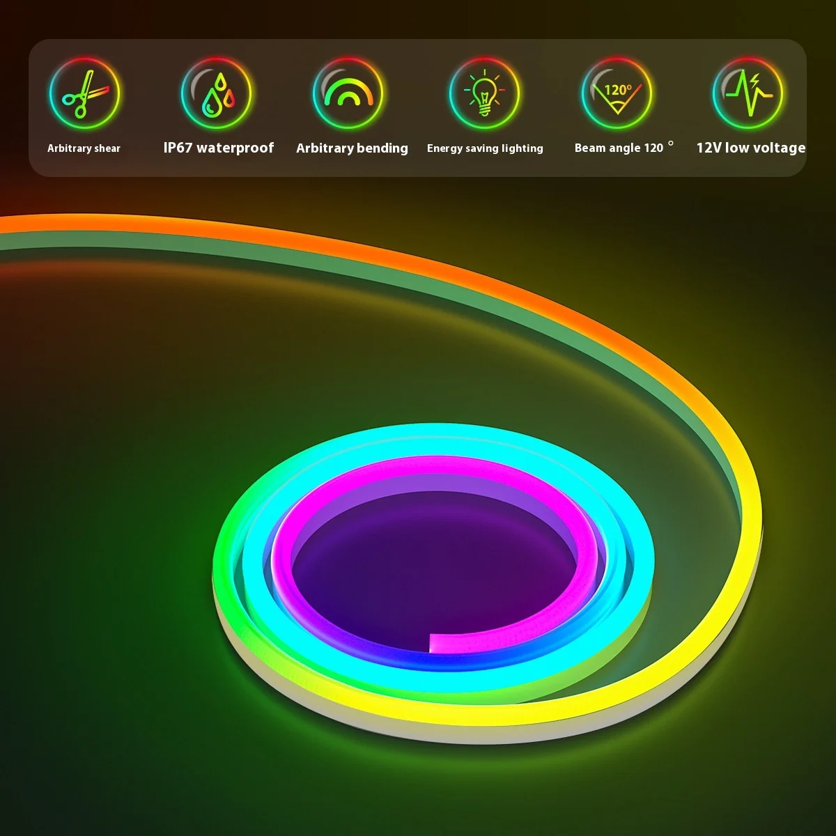 Led Soft Silicone Color Light Strip Safe Low-Voltage Neon Light Strip Waterproof Cool Colored Lights