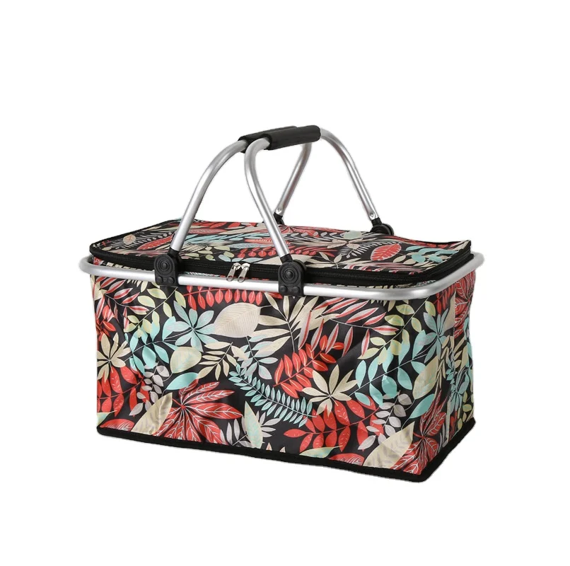 New Design Portable Folding Aluminium Handle Shopping Basket Collapsible Picnic Foldable Basket