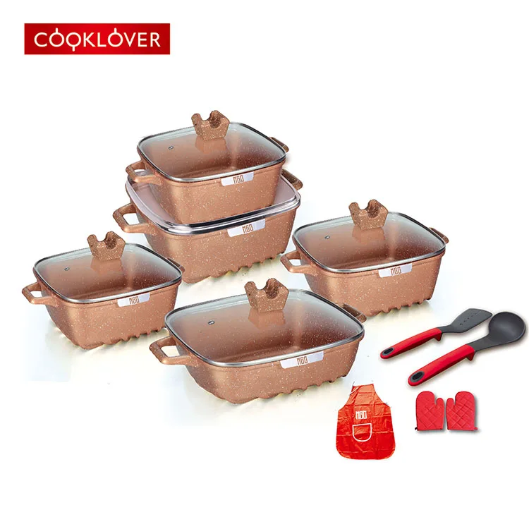 Cooklover 13 pcs Kitchenware Granite Gold Cookware Sets