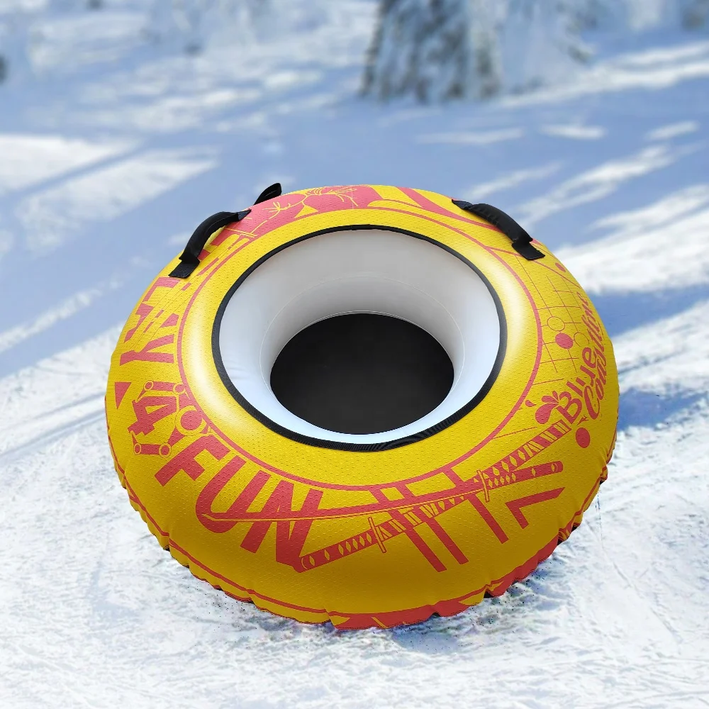 Inflatable Round Plastic Doughnut rigid & hard bottom  Racer PVC Snow Tube Winter Sports Tubing Snow Sled with handle for fun