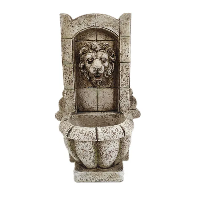 Polyresin Battery-powered Lion face Tabletop Water Fountain for home decoration
