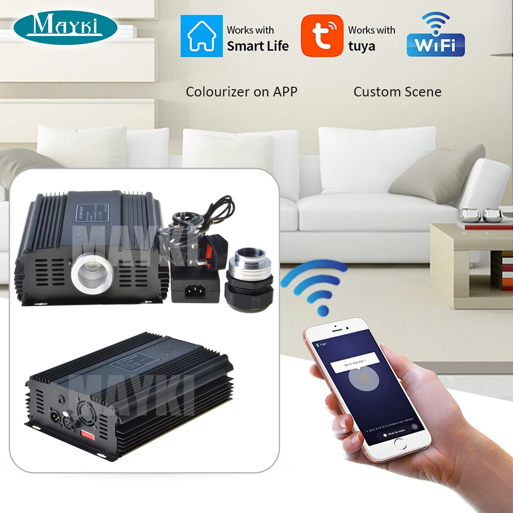 Tuya wifi smart home app compatible google amzn led fiber optic light tuya light engine
