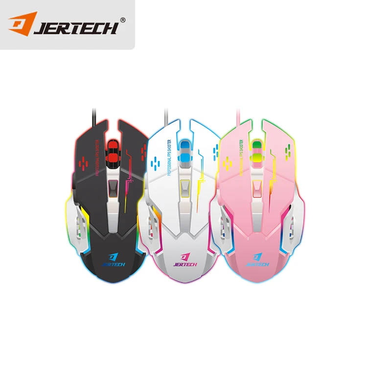 Jertech JR810 Breathing Led Light Pc Mouse Laptop Universal Usb Wired Mouse 5 Hyperesponse Buttons 6400 DPI Optical Mouse
