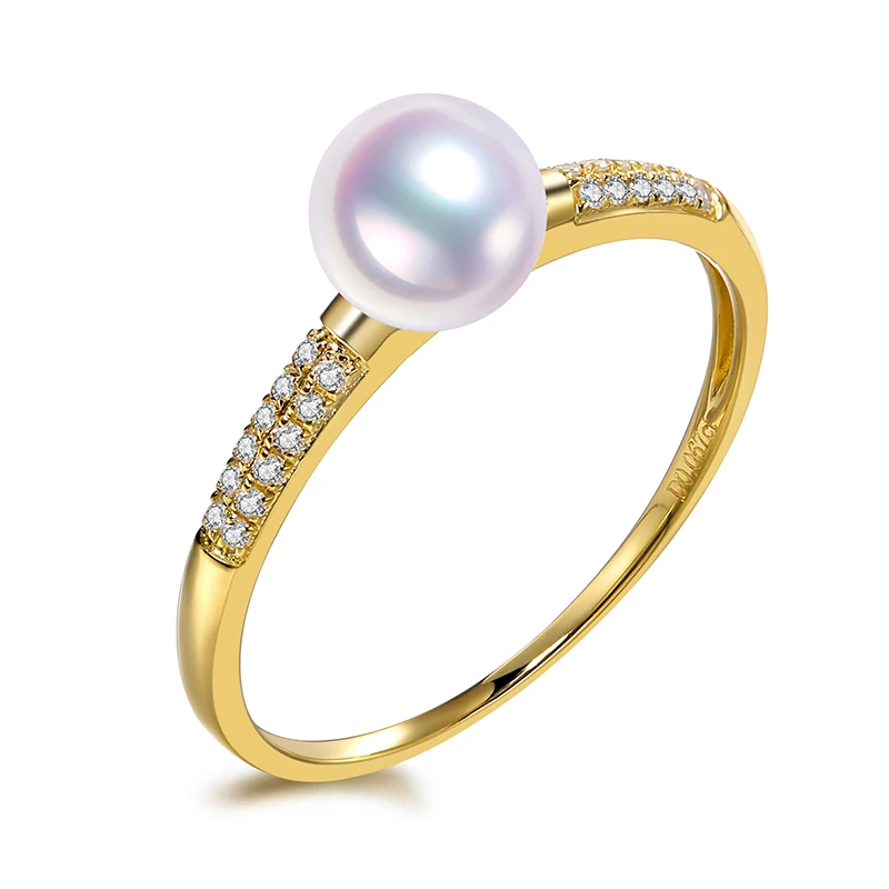 
18K gold engagement ring freshwater pearl ring mounting for wedding 