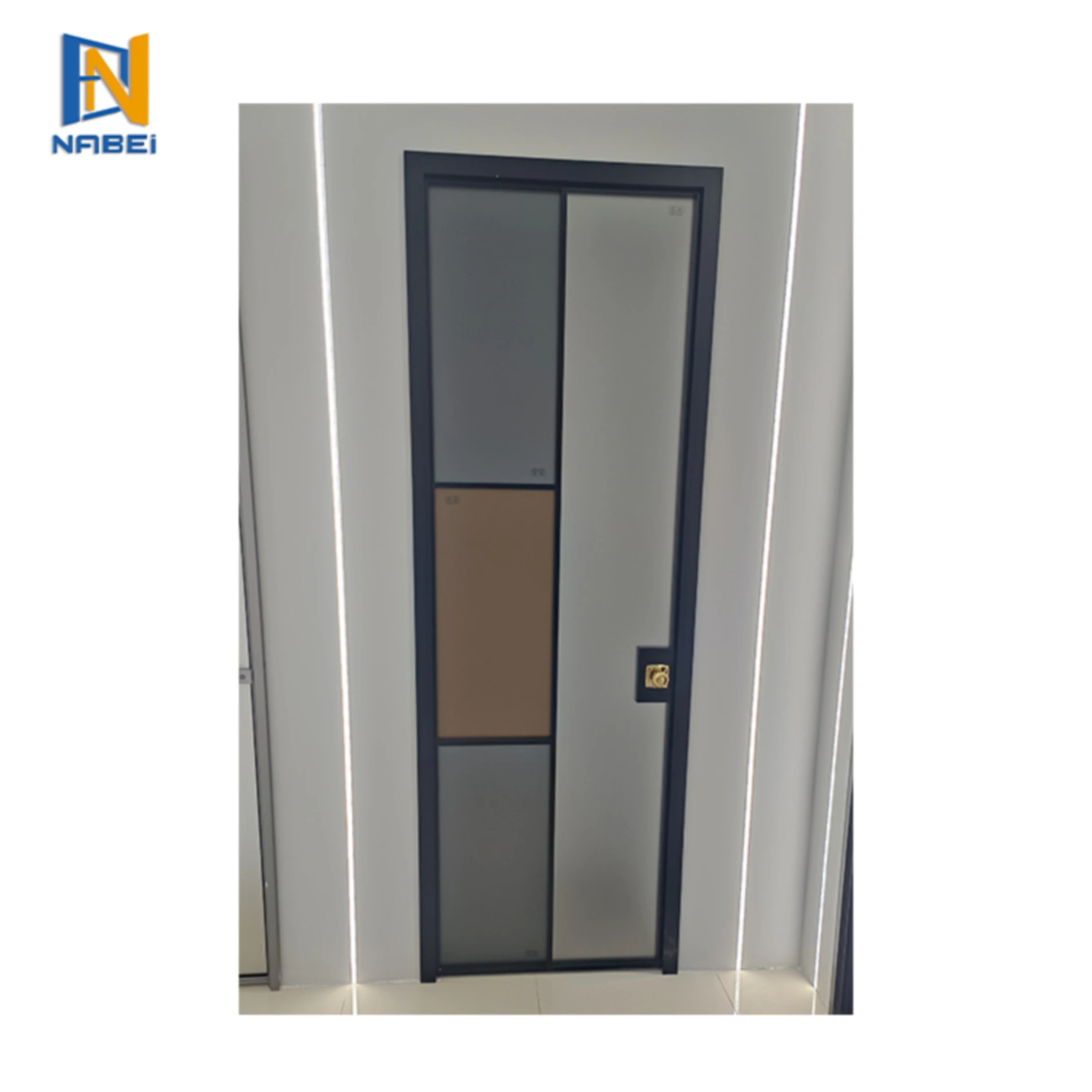 Modern Black Metal Frame Interior Decoration Steel French Glass Swing Door with Privacy Lock