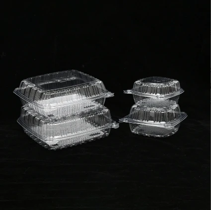Disposable Transparent Bakery BOPS Clamshell To Go Food Container With Hinged Lid Recyclable Clear Blister Cake Salad Fruit Box