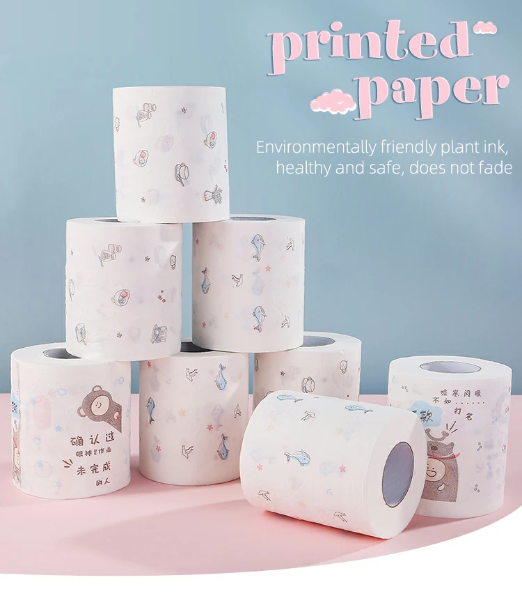 China factory virgin wood pulp 3 Ply toilet paper wholesale custom design Christmas printed toilet paper
