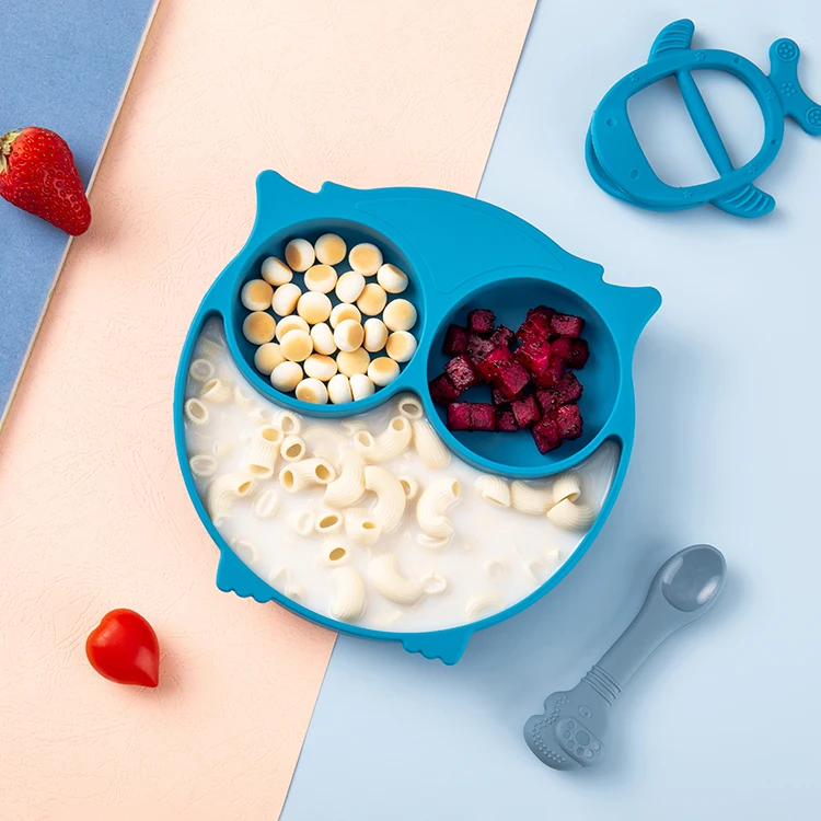 BPA Free Eco Kids Toddler Silicon Dinner Food Plate Baby Silicone Suction Plate