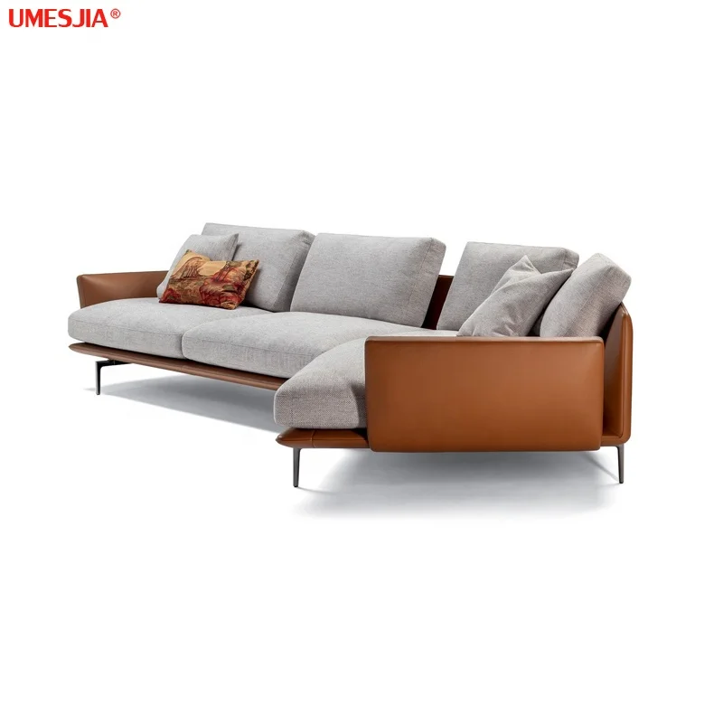 Get Back sofa Luxury Italian Genuine Leather Sofa Modern Living Room Luxury Corner Sectional Sofa set