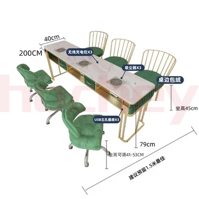 Hochey Newest Customized Light Luxury White Table Manicure Portable Manicure Table with Vacuum Cleaner