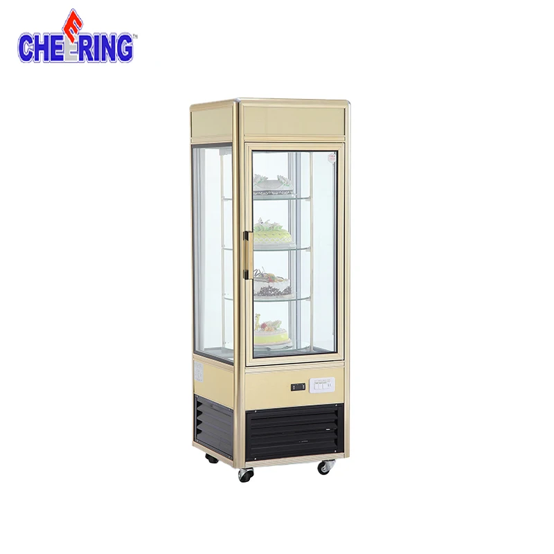 Luxury Vertical Cake Display Freezer: Single-Temperature, Six-Sided, Aluminium Alloy with CE Certification