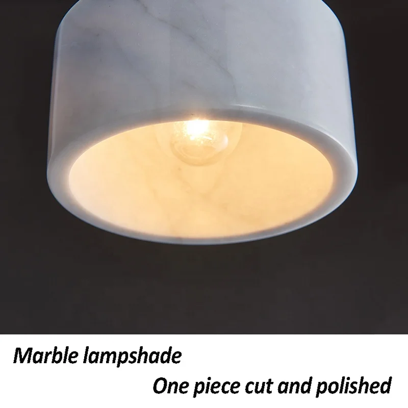 E27 Marble Single Head Pendant Light Nordic Minimalist Metal Light Luxury Hanging Light Bedroom Bedside Store Hotel Bar Lamps