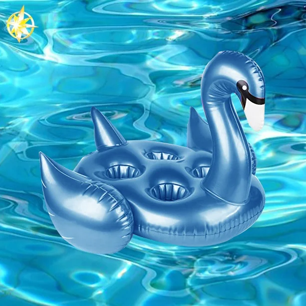 New Fashion Blue Inflatable  Goose Drink Cup Holder Pool Float For Summer Beach Water Party Play Toys