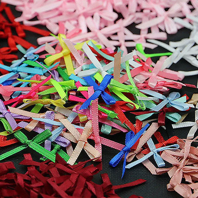 (100Pcs/pack) 30mm Mini Ribbon Bow Handmade DIY Crafts Making Home Bouquet Decoration Girl Hair Clips Accessories Wholesale