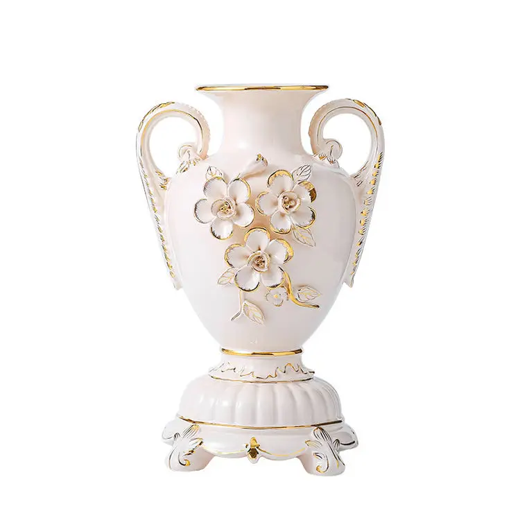 Luxury White Table Lamp Vase Bedroom Living Room Decor Jarrones Ceramic Wedding Festive Decorations European Porcelain Vase