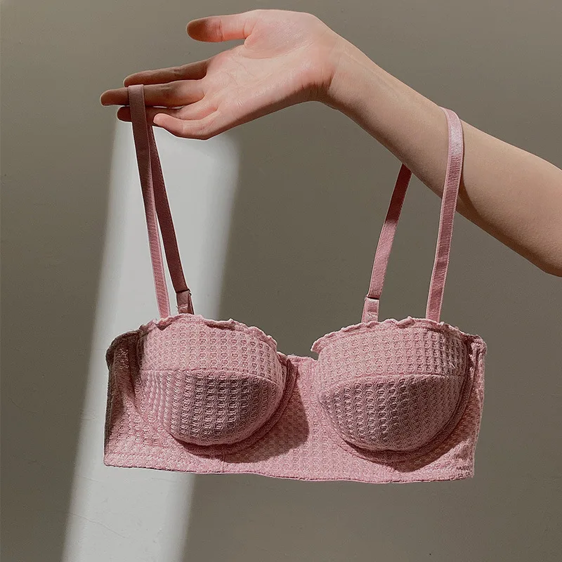 Cotton Underwear Women Top Bra Wireless Gathered Comfort Push up Bralette Seamleass Bras Adults Crocheted Plain Plain Dyed 2pcs