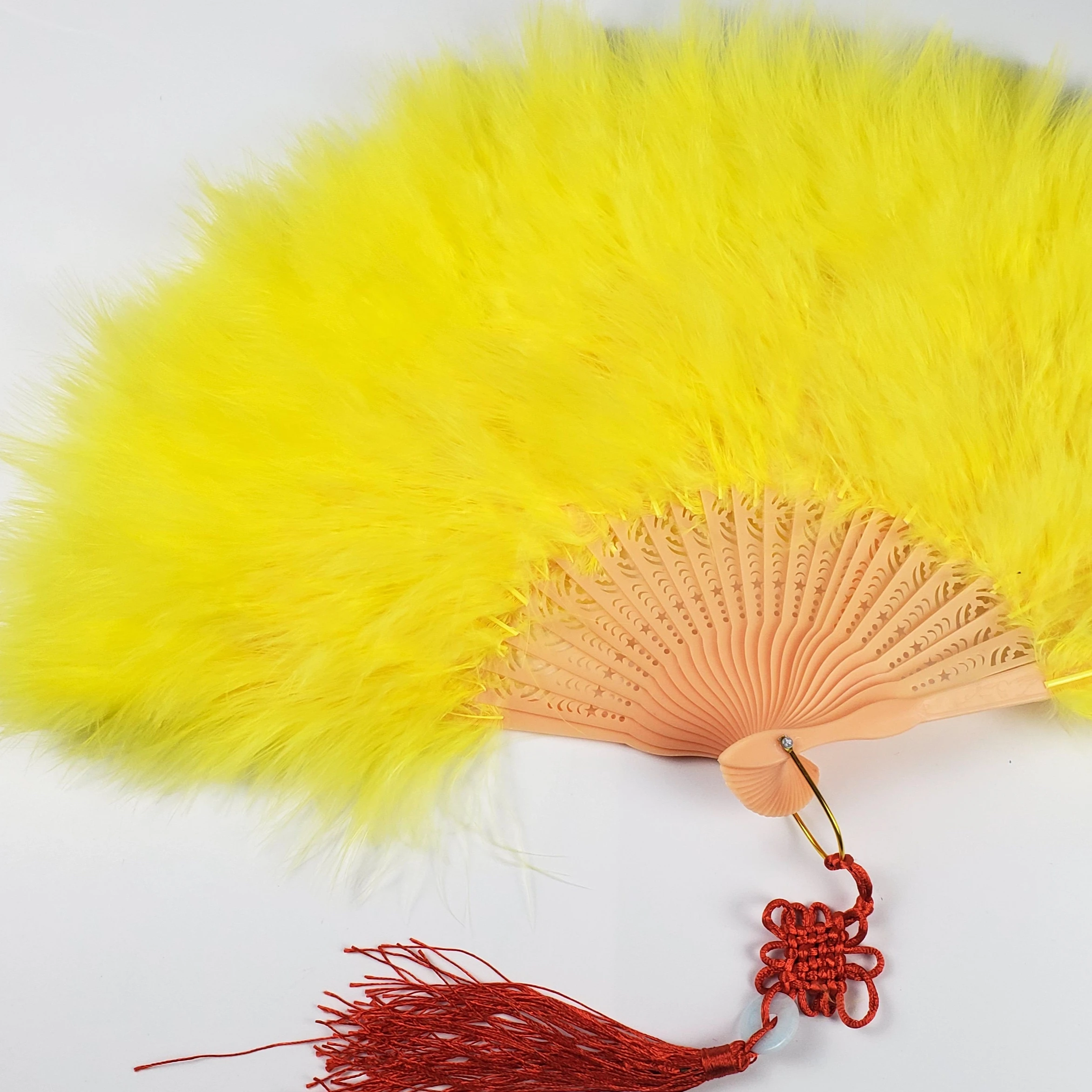 Handheld Marabou Feather Fan 1920s Vintage Style Flapper Hand Fan for Costume Party and Dancing-Acid Blue